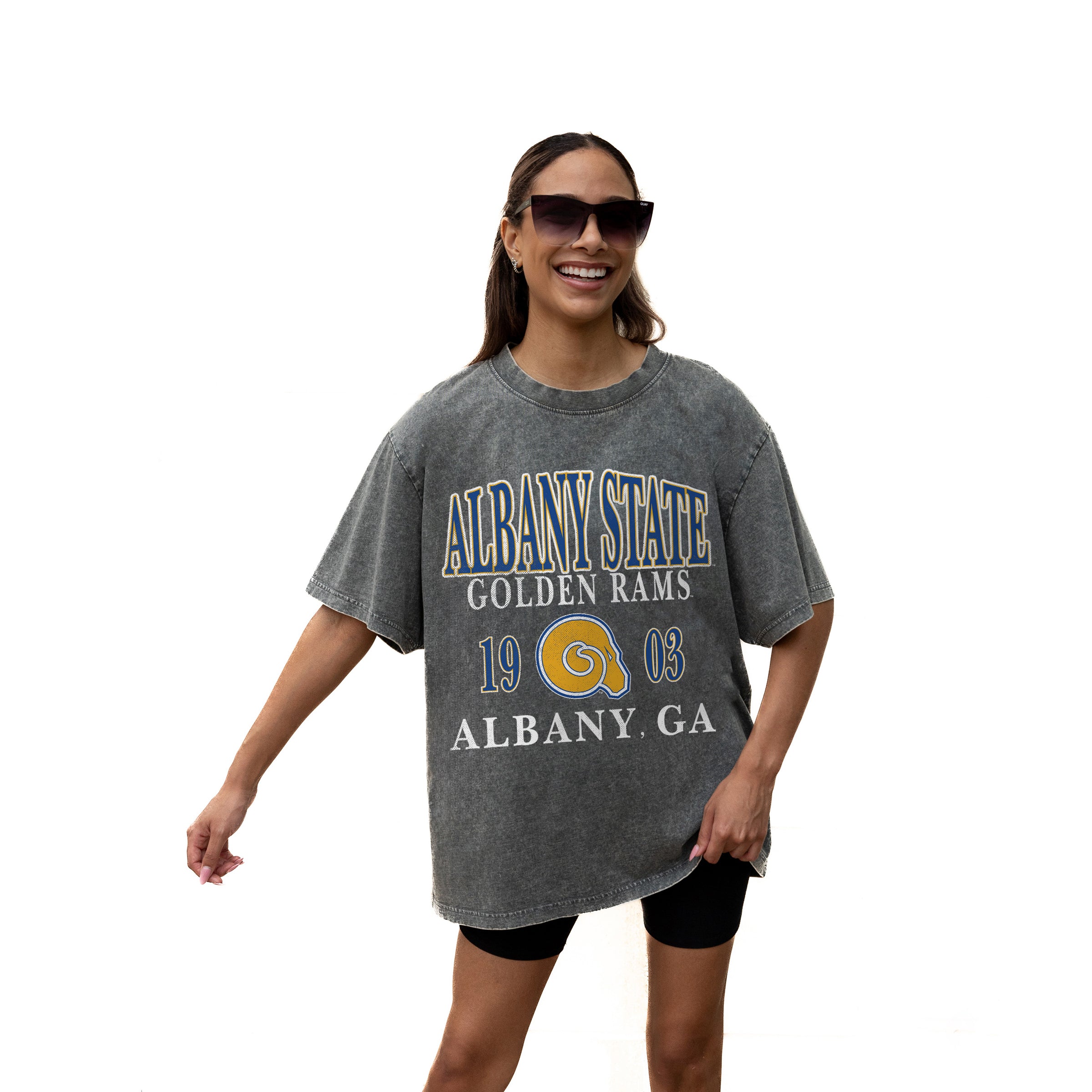 ALBANY STATE GOLDEN RAMS THROWBACK OVERSIZED CREWNECK TEE
