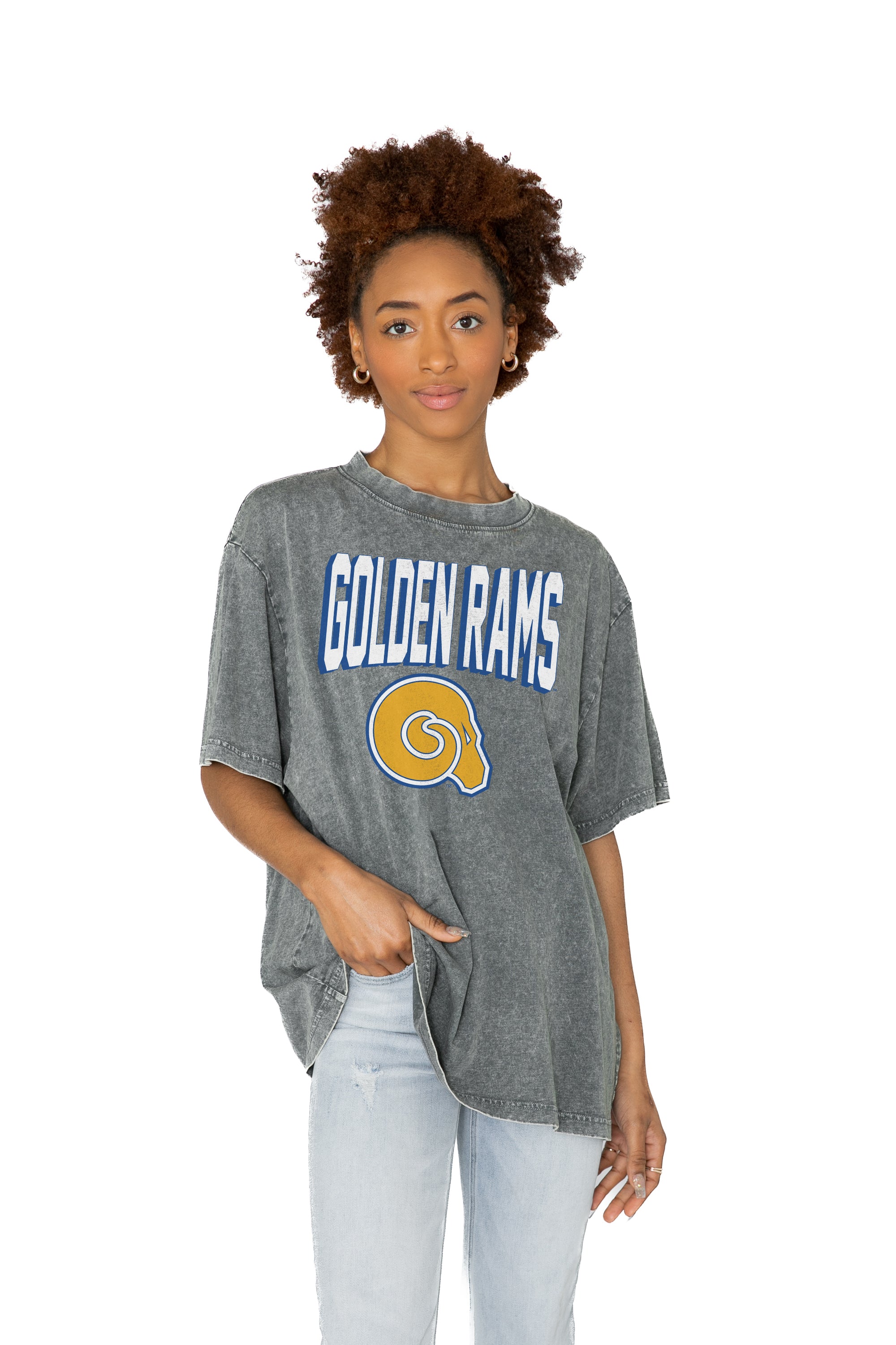 ALBANY STATE GOLDEN RAMS SOLID DEFENSE OVERSIZED CREWNECK TEE