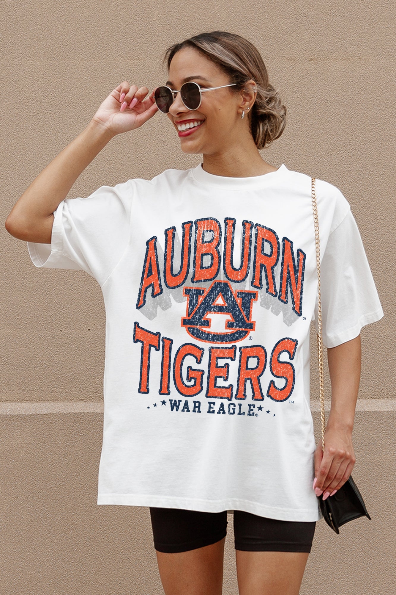 Women's Auburn Tigers Shakedown Oversized Crewneck Tee, image size:1333x2000