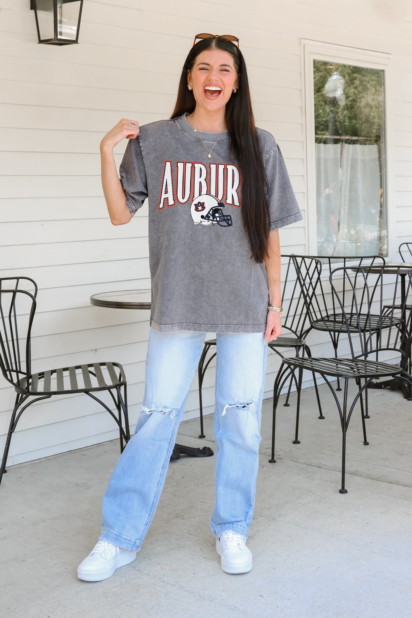 AUBURN TIGERS PLAYBOOK WIN OVERSIZED CREWNECK TEE