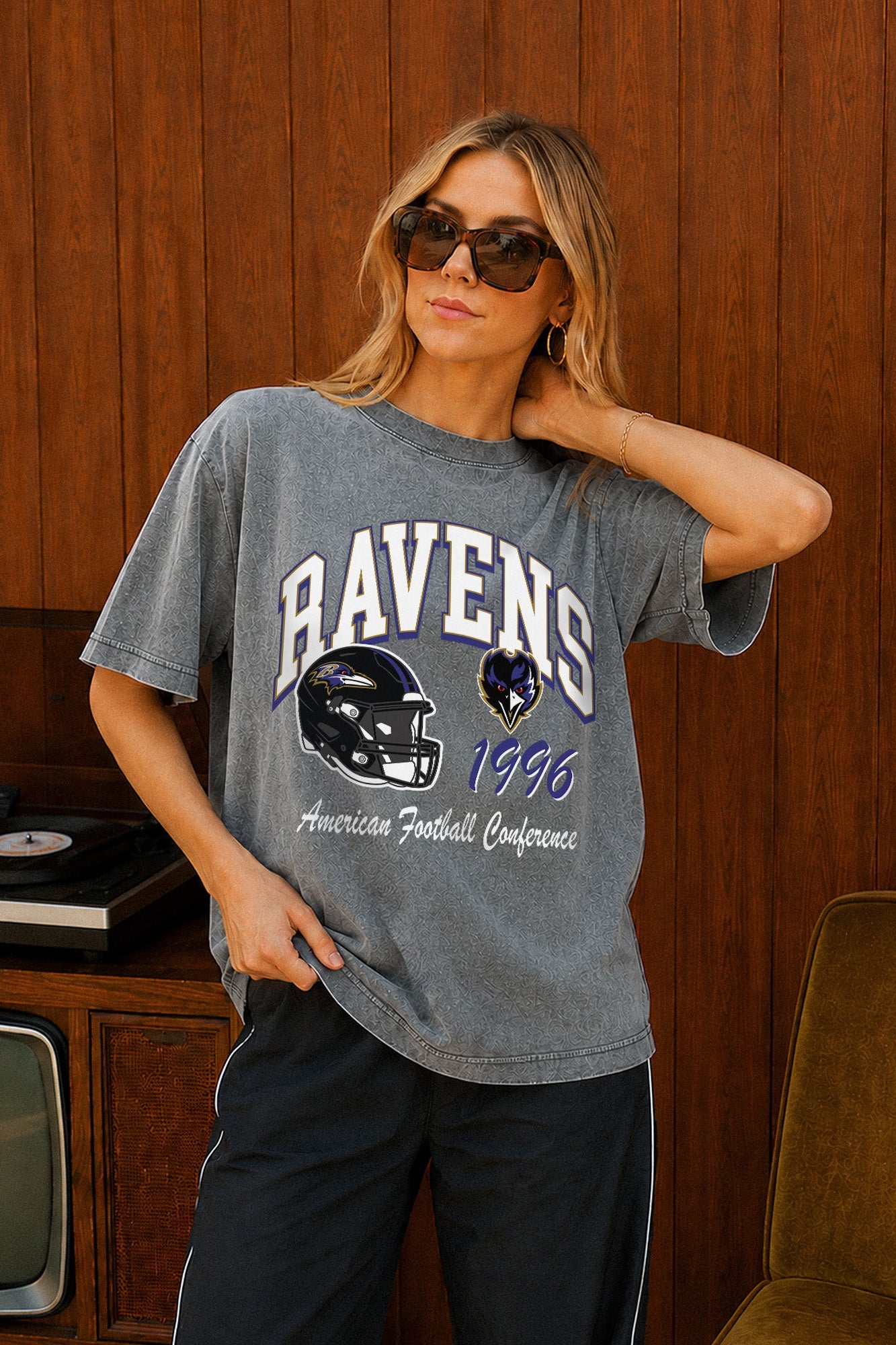BALTIMORE RAVENS CLASSIC MOTION WASHED RELAXED FIT TEE