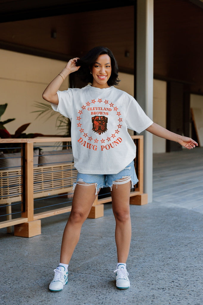 CLEVELAND BROWNS ON POINT OVERSIZED CREWNECK TEE