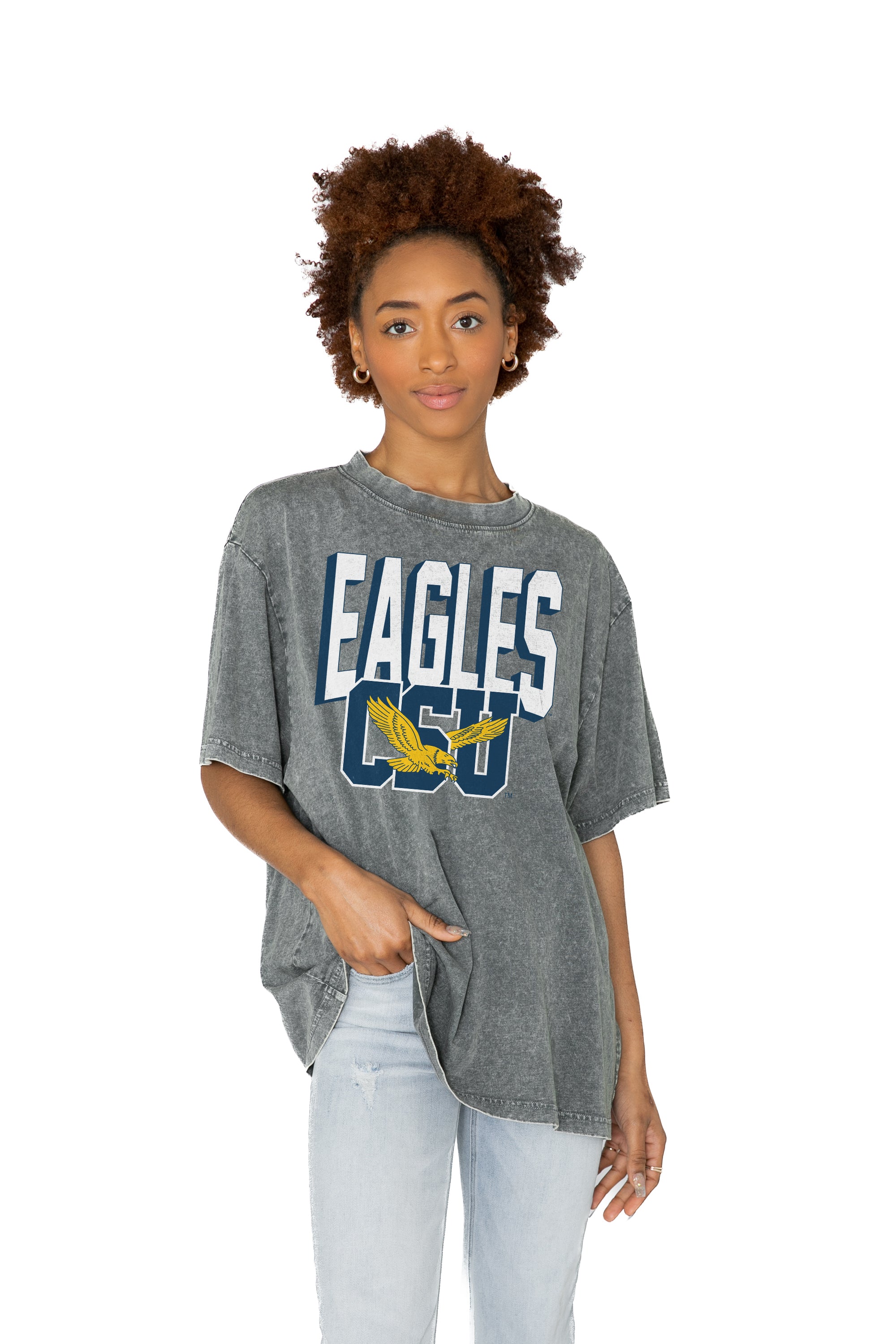 COPPIN STATE EAGLES Solid Defense Oversized Crewneck Tee