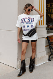 ELIZABETH CITY STATE UNIVERSITY VIKINGS UNITY OVERSIZED CREWNECK TEE - Full Body Styled Look | Gameday Couture - SOHO