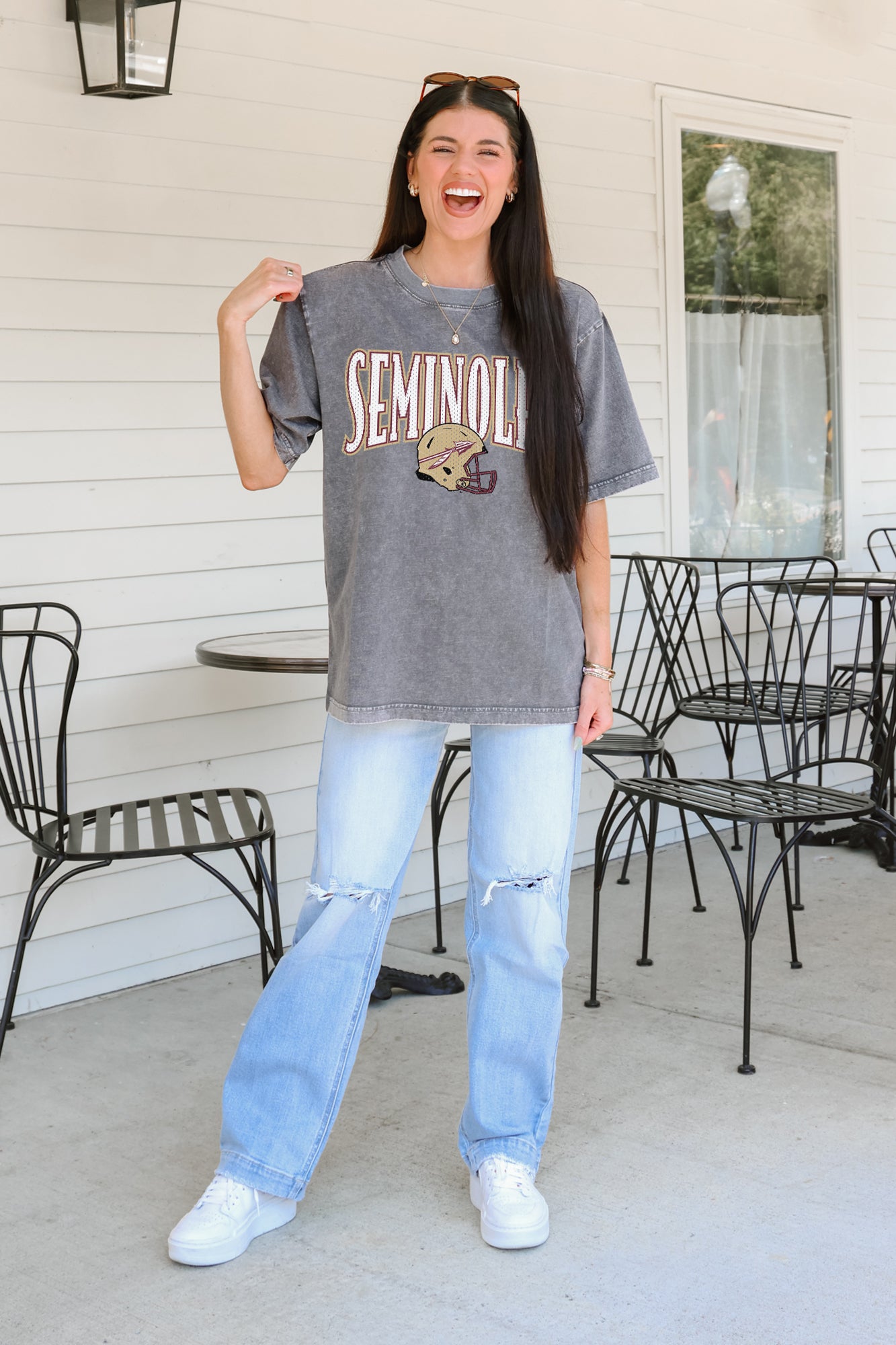 FLORIDA STATE SEMINOLES PLAYBOOK WIN OVERSIZED CREWNECK TEE