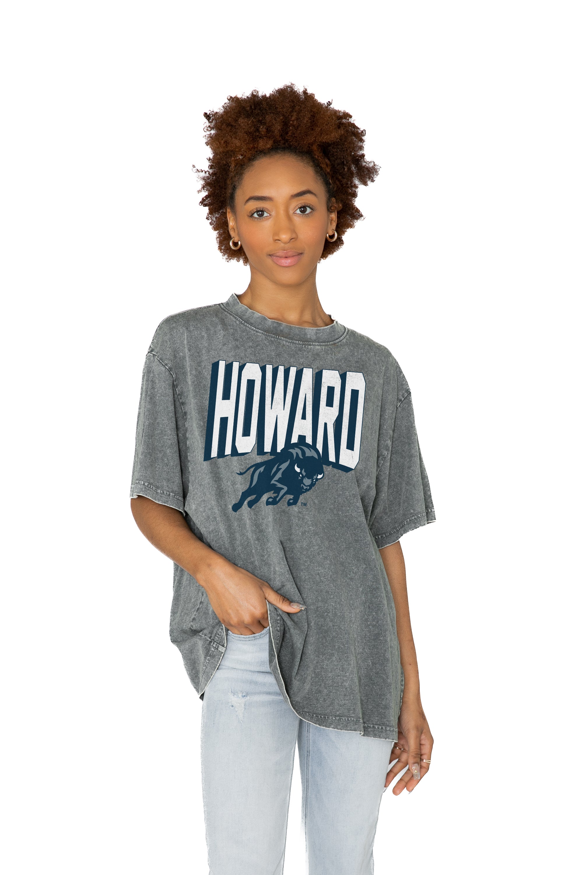 HOWARD BISON Solid Defense Oversized Crewneck Tee