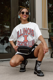 ILLINOIS FIGHTING ILLINI SHAKEDOWN OVERSIZED CREWNECK TEE