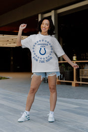 Ivory Indianapolis Colts On Point Oversized Tee - On Model Full Length Front | Gameday Couture - SOHO