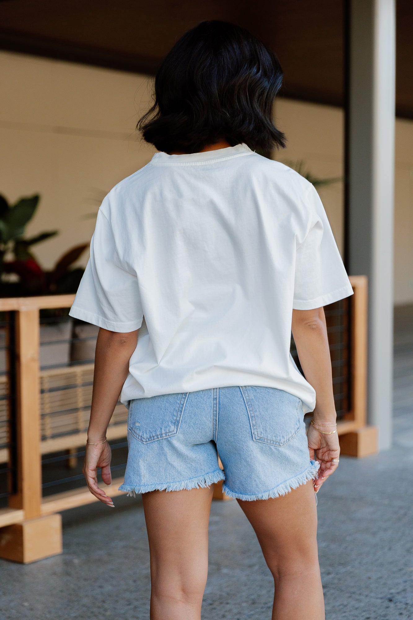 Ivory Indianapolis Colts On Point Oversized Crewneck Tee - Back View On Model | Gameday Couture - SOHO