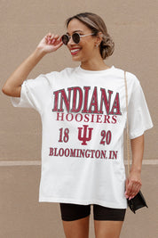 INDIANA HOOSIERS UNITY OVERSIZED CREWNECK TEE - Ivory On Model Close Up Detail | Gameday Couture - SOHO
