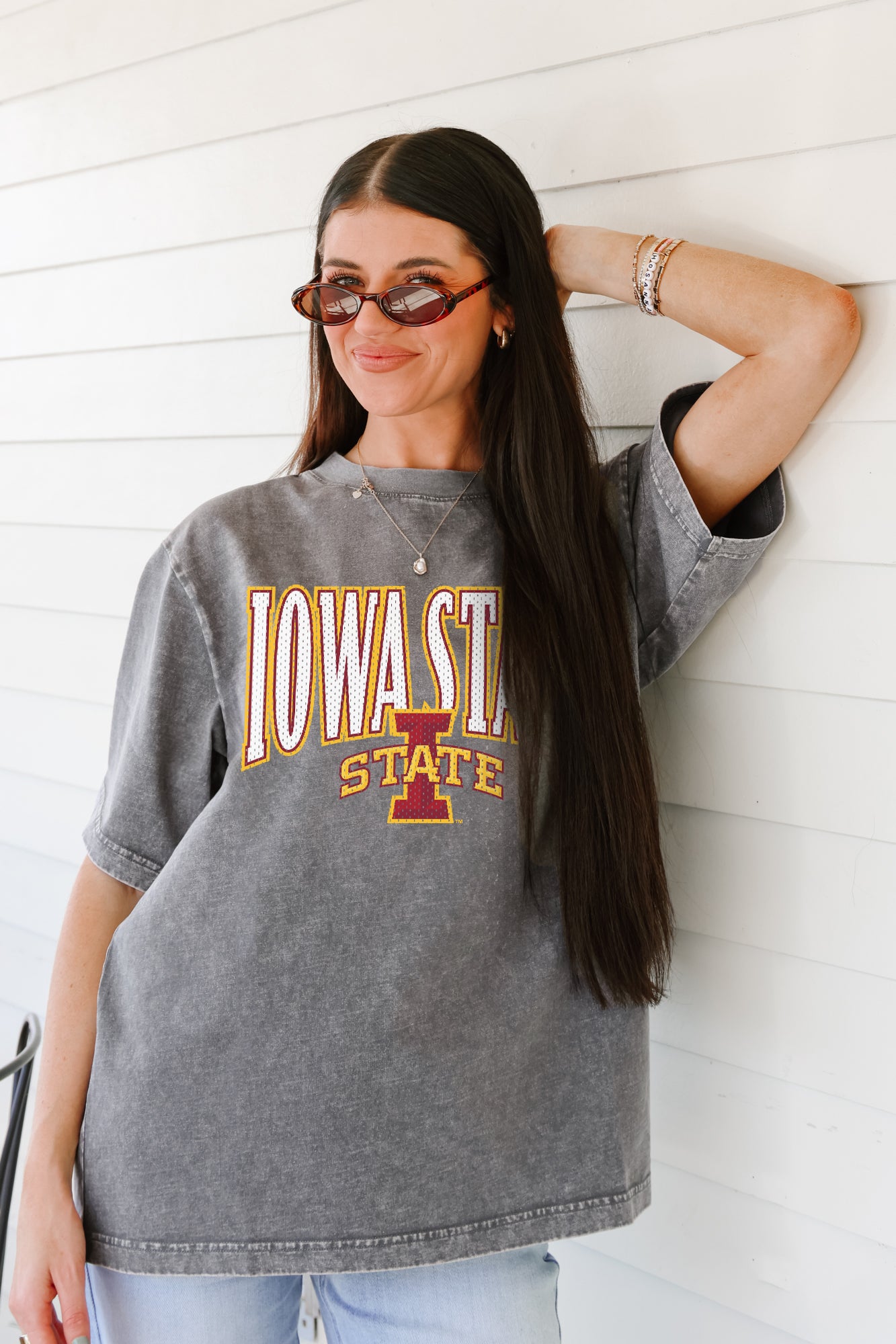 IOWA STATE CYCLONES PLAYBOOK WIN OVERSIZED CREWNECK TEE
