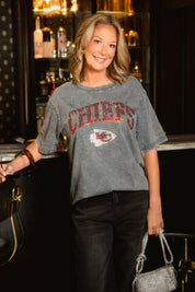 KANSAS CITY CHIEFS BLING SEASON OVERSIZED CREWNECK TEE