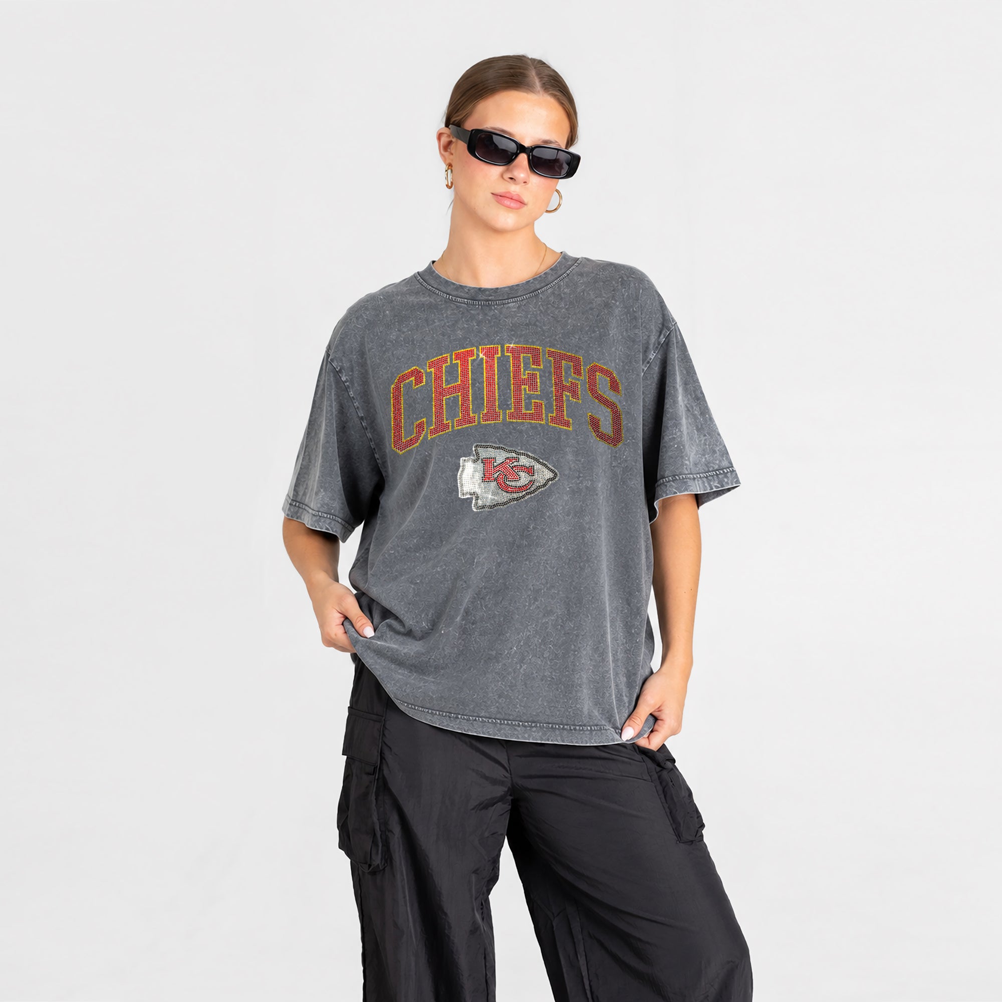 KANSAS CITY CHIEFS BLING SEASON OVERSIZED CREWNECK TEE