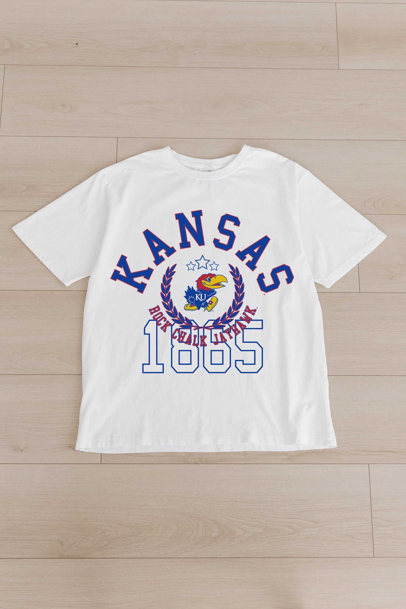 KANSAS JAYHAWKS GO FOR TWO OVERSIZED CREWNECK TEE BY MADI PREWETT TROUTT