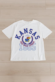 KANSAS JAYHAWKS GO FOR TWO OVERSIZED CREWNECK TEE BY MADI PREWETT TROUTT