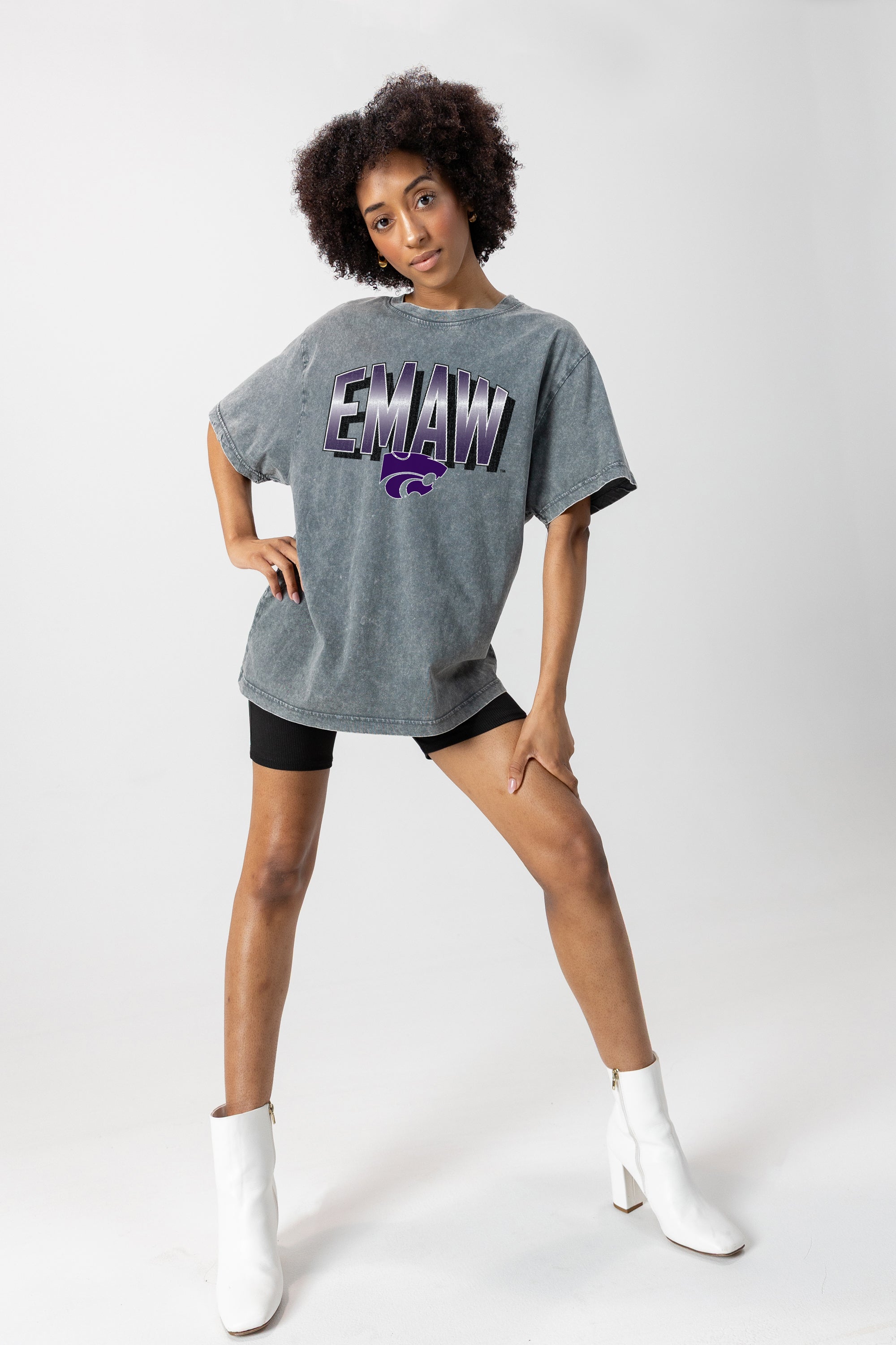 KANSAS STATE WILDCATS PEAK PERFORMANCE OVERSIZED CREWNECK TEE