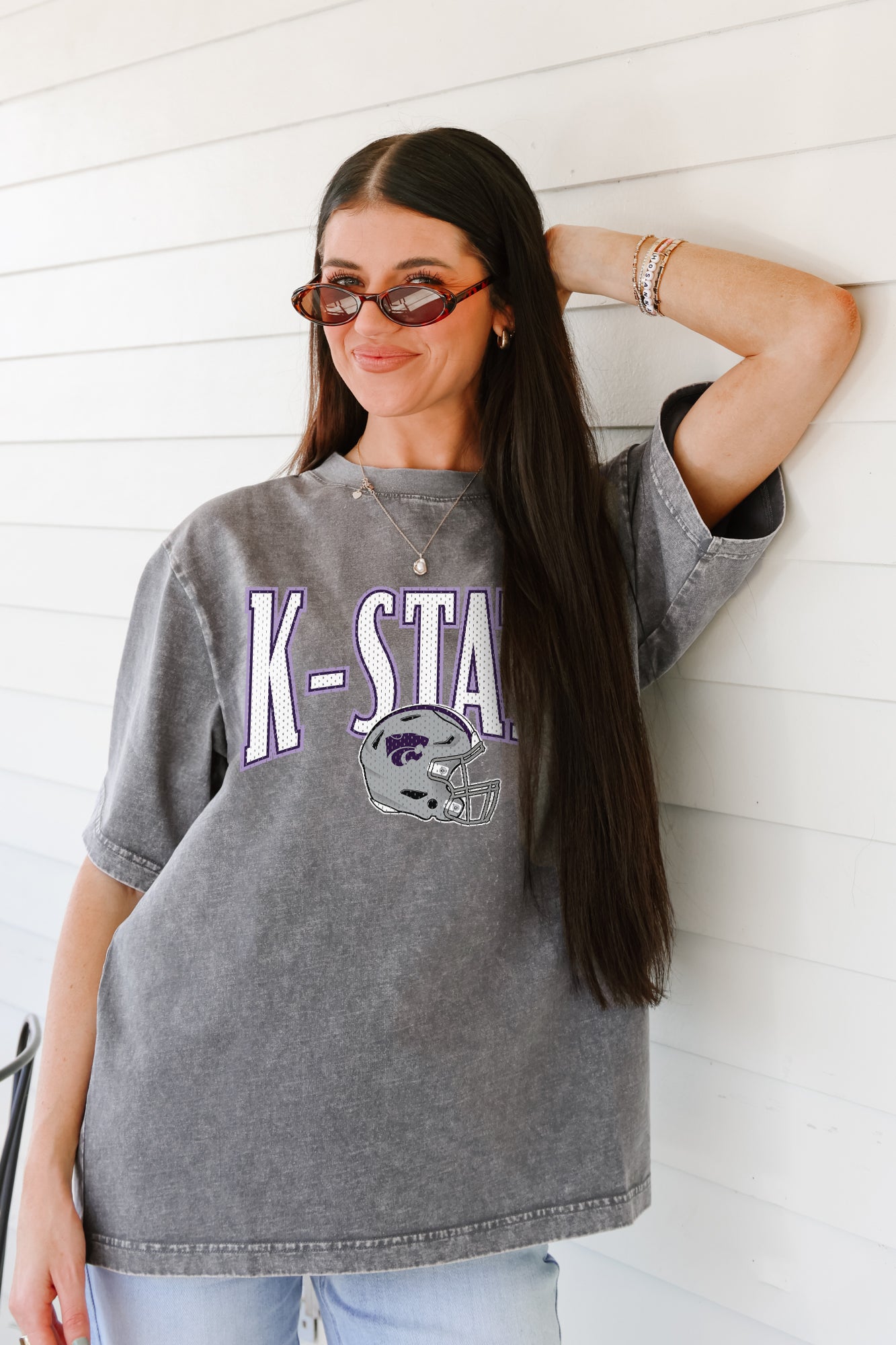 KANSAS STATE WILDCATS PLAYBOOK WIN OVERSIZED CREWNECK TEE