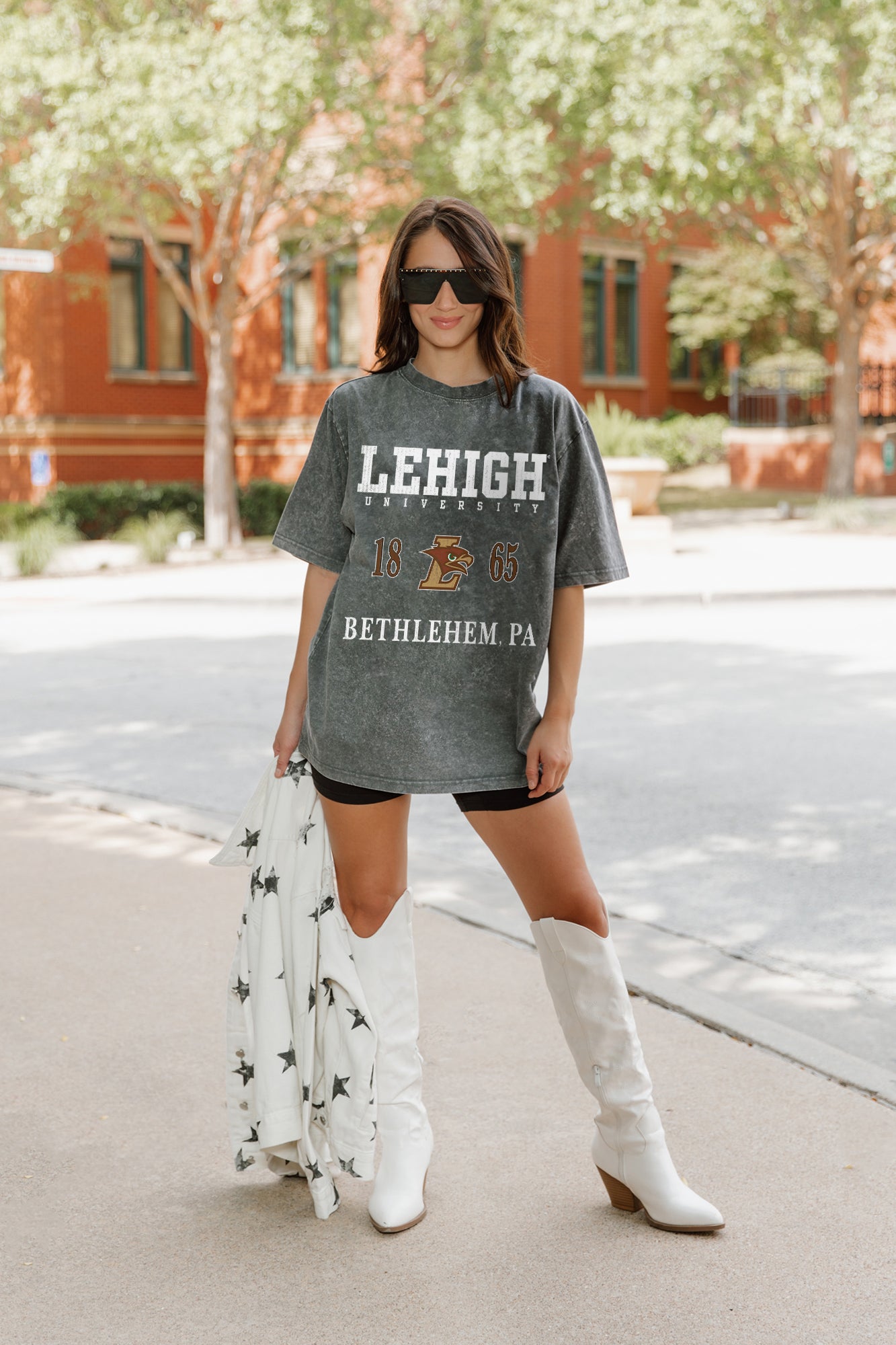 LEHIGH MOUNTAIN HAWKS THROWBACK OVERSIZED CREWNECK TEE