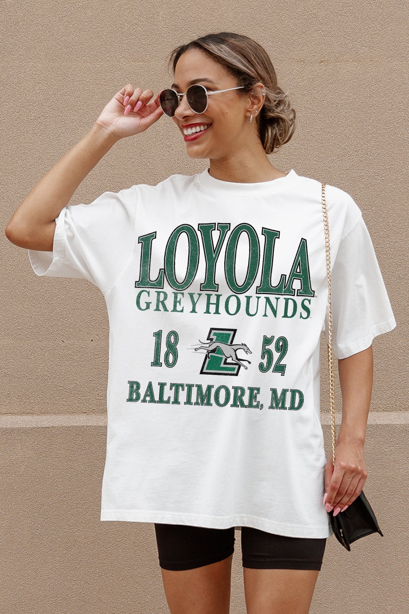 Ivory Loyola Greyhounds Unity Oversized Tee - Graphic Detail Close-Up, Trendy Gameday Shirt | Gameday Couture - SOHO