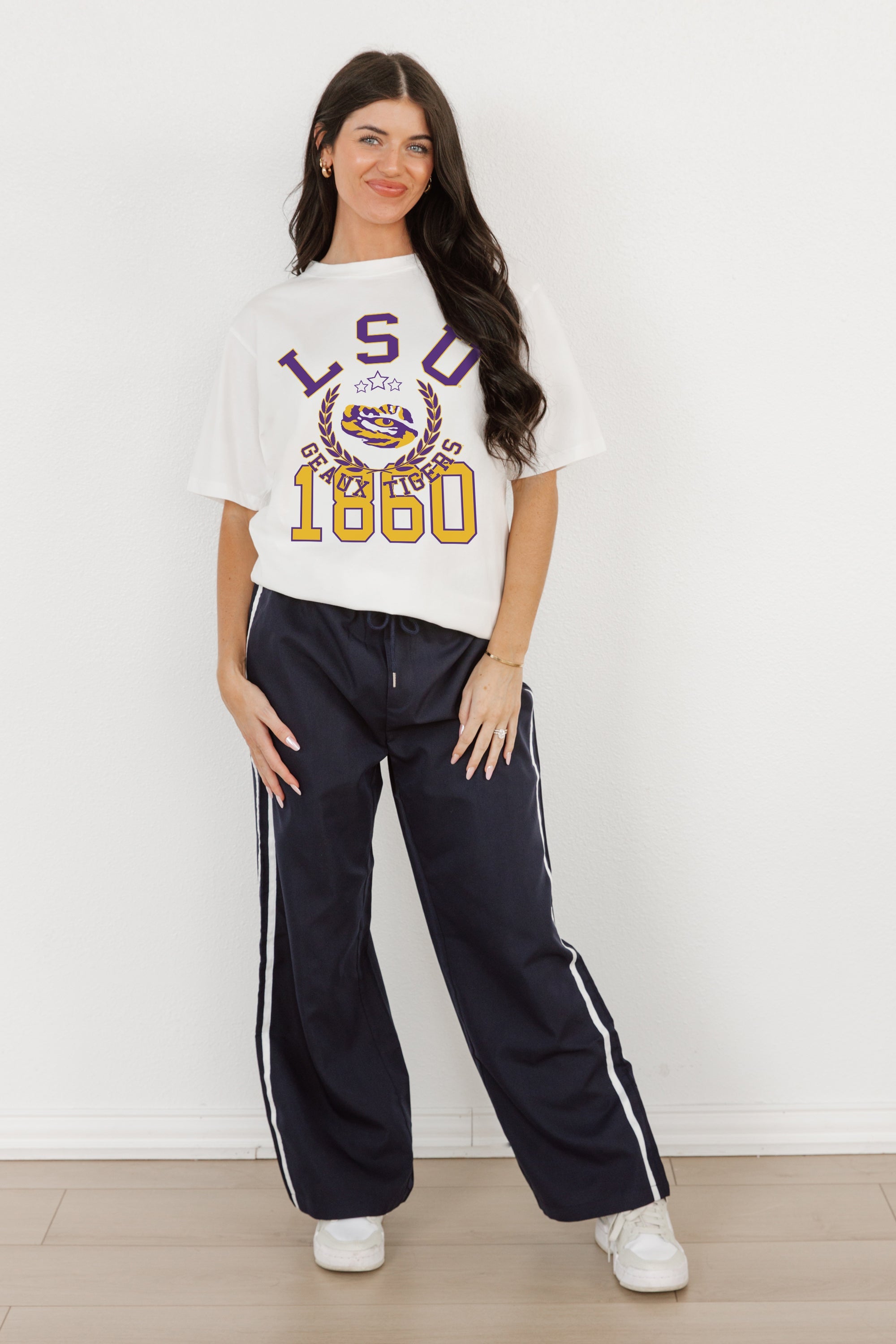 LSU TIGERS GO FOR TWO OVERSIZED CREWNECK TEE BY MADI PREWETT TROUTT