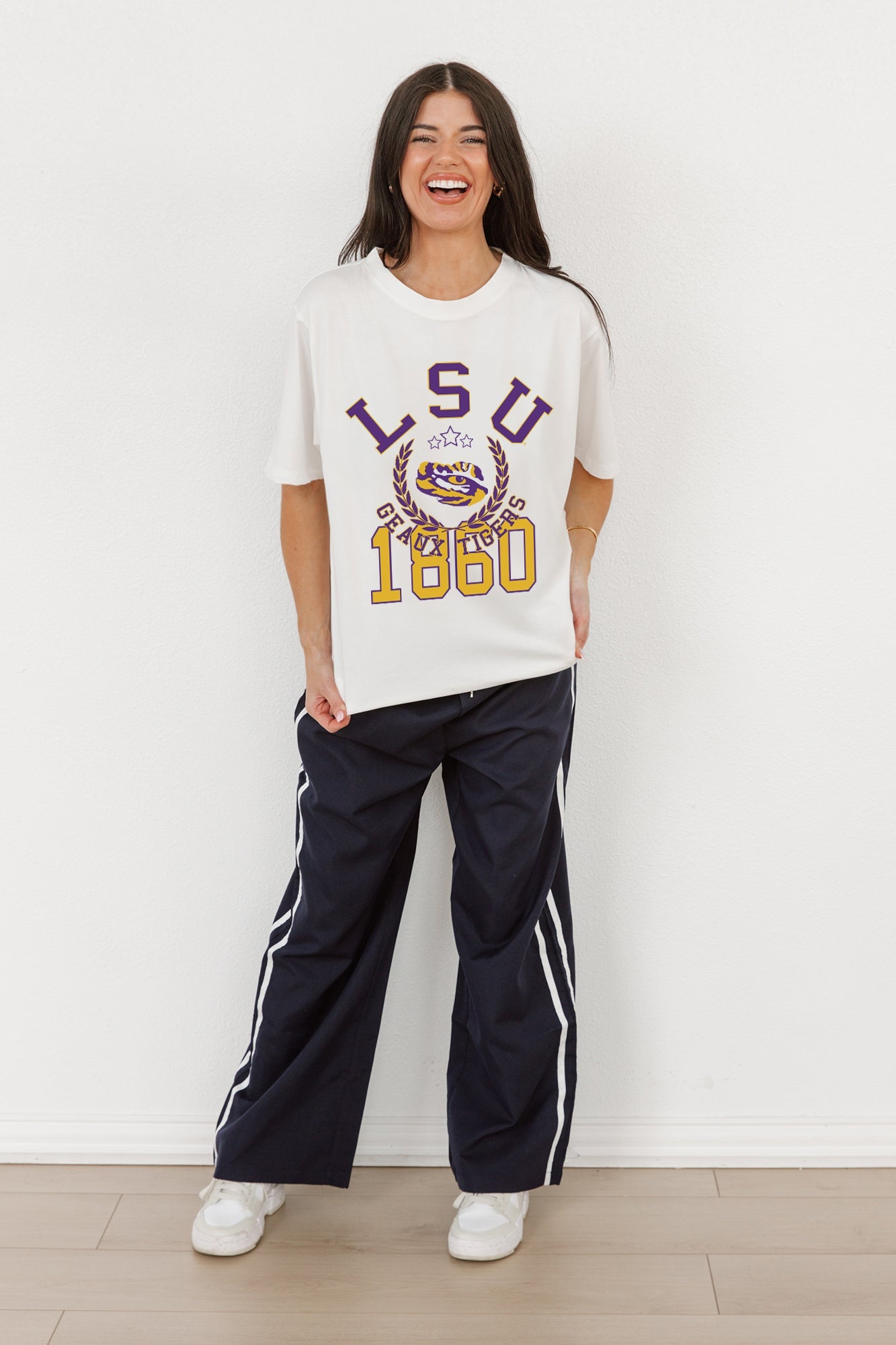 LSU TIGERS GO FOR TWO OVERSIZED CREWNECK TEE BY MADI PREWETT TROUTT