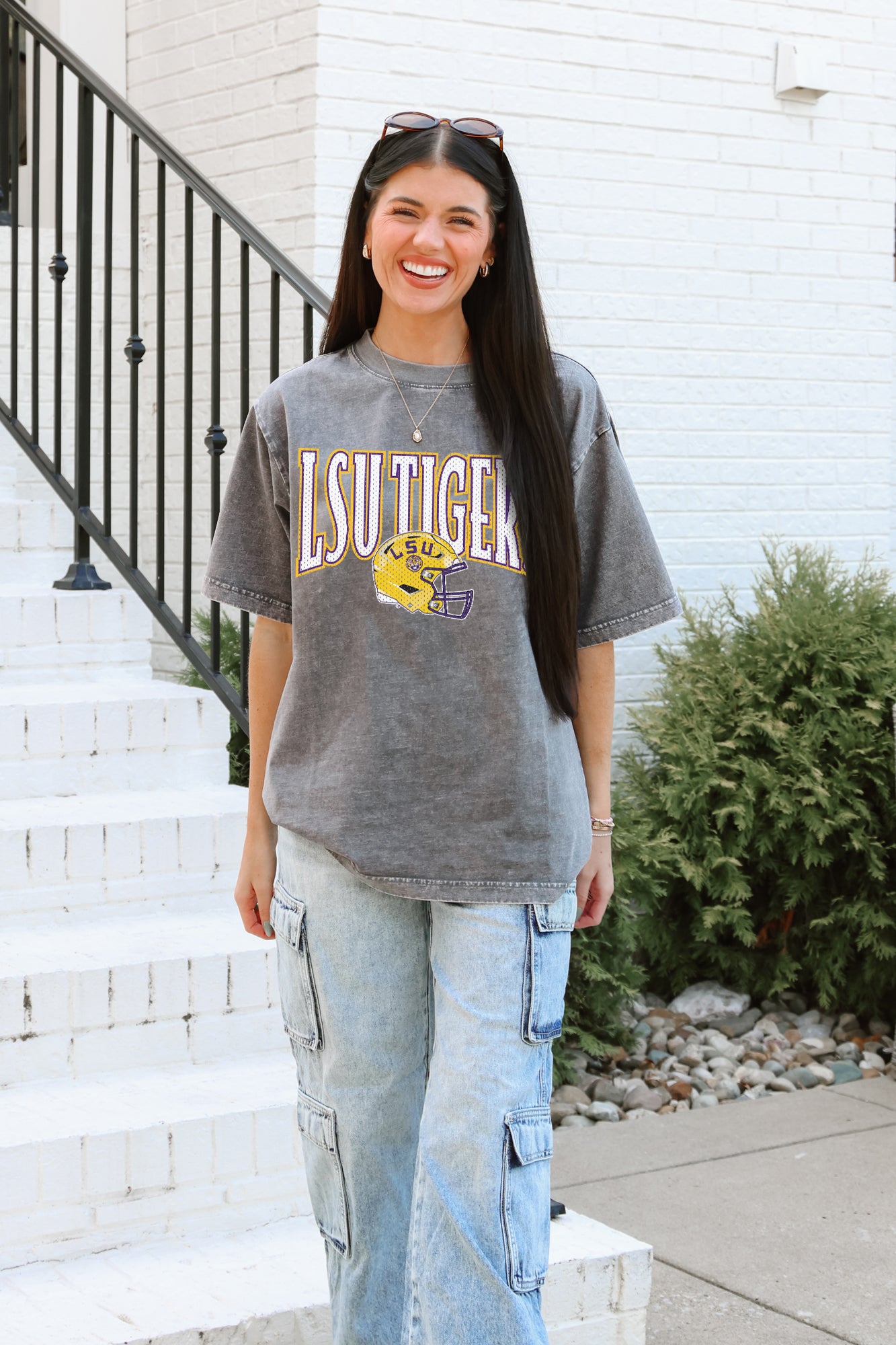 LSU TIGERS PLAYBOOK WIN OVERSIZED CREWNECK TEE