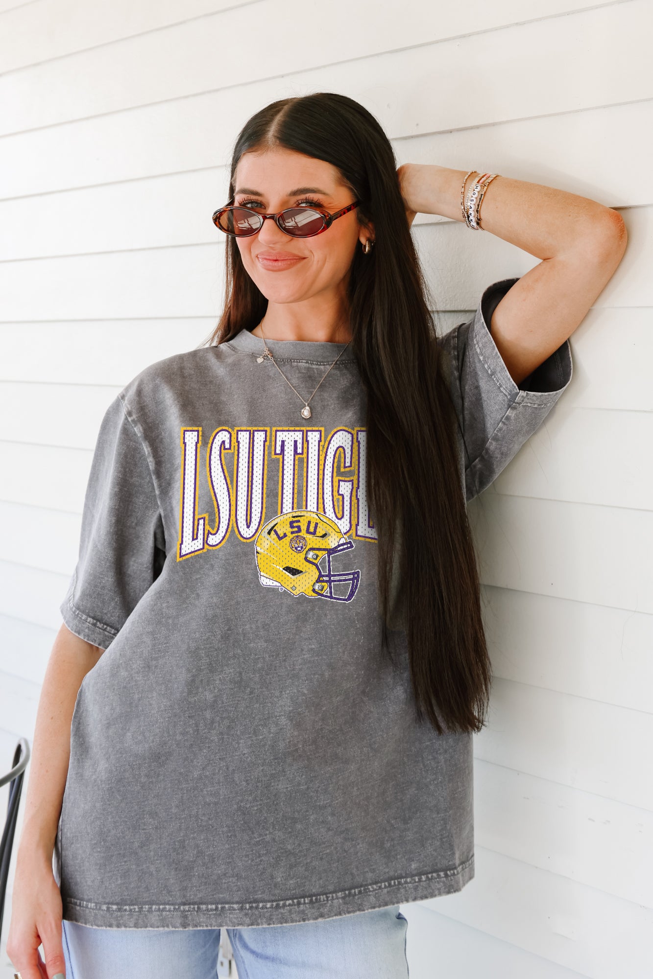 LSU TIGERS PLAYBOOK WIN OVERSIZED CREWNECK TEE