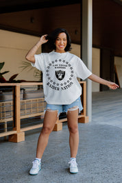 LAS VEGAS RAIDERS ON POINT OVERSIZED CREWNECK TEE - On Model Front | Gameday Couture - SOHO