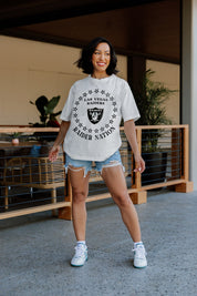 LAS VEGAS RAIDERS ON POINT OVERSIZED CREWNECK TEE - On Model Standing | Gameday Couture - SOHO