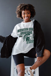 White Michigan State Spartans In The Lead Oversized Tee - On Model Front View | Gameday Couture - SOHO