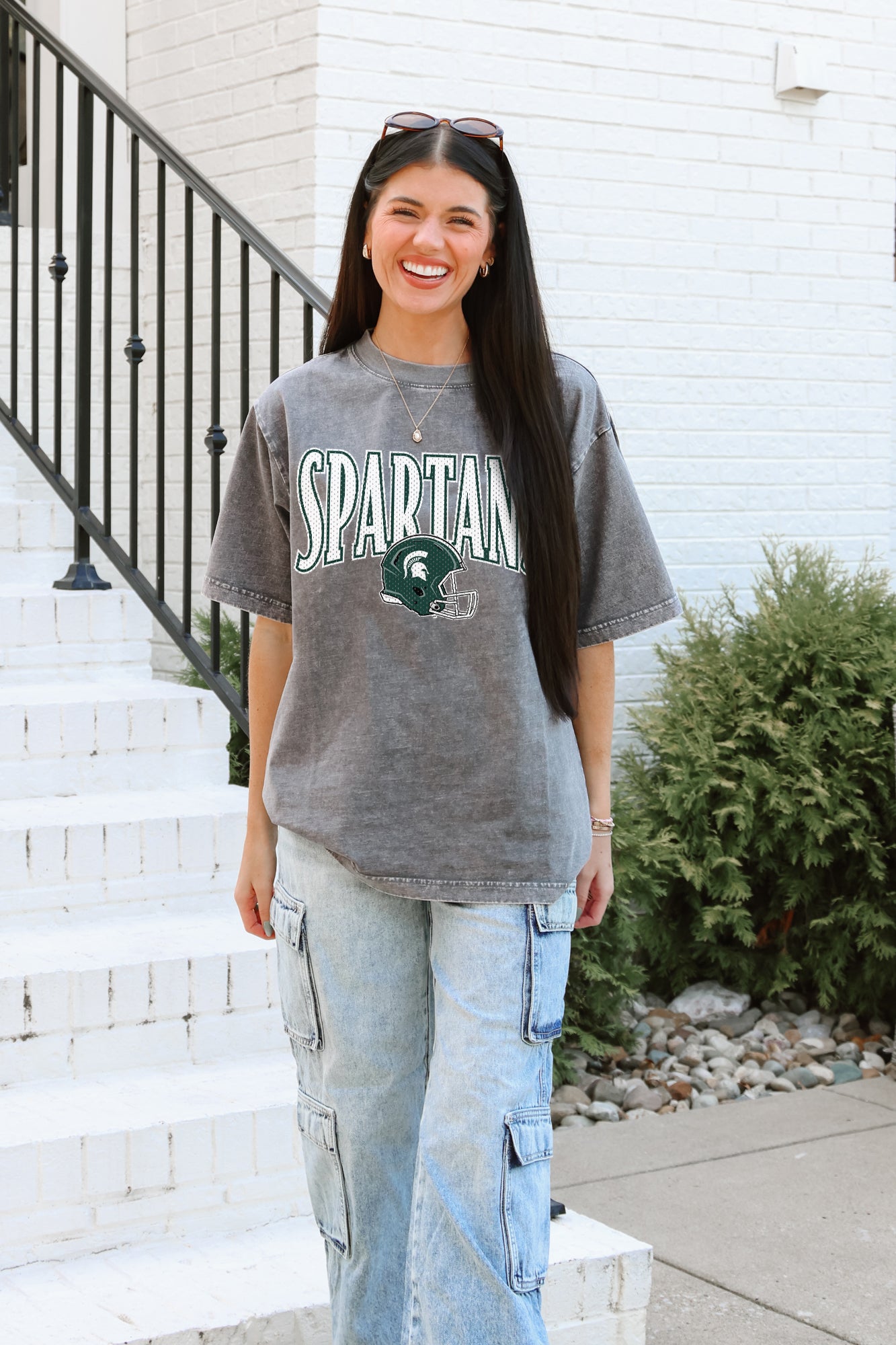 MICHIGAN STATE SPARTANS PLAYBOOK WIN OVERSIZED CREWNECK TEE