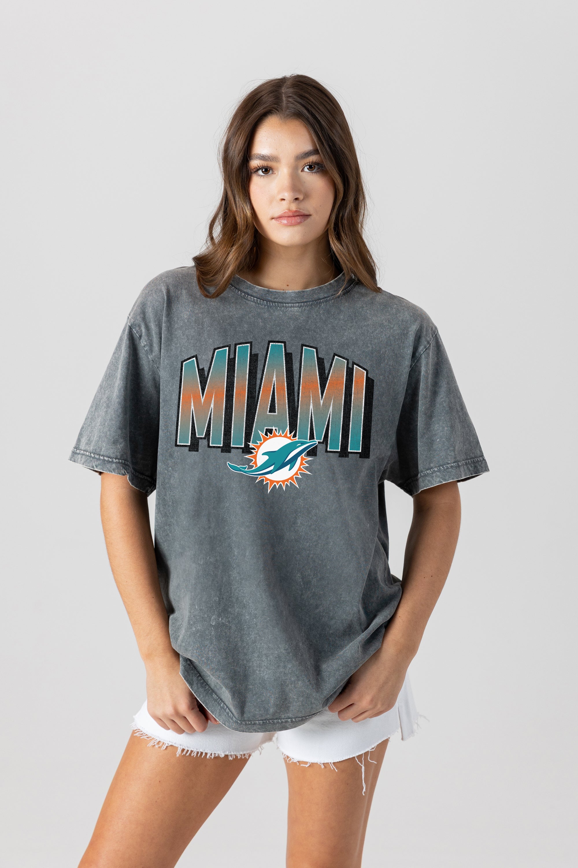 MIAMI DOLPHINS PEAK PERFORMANCE OVERSIZED CREWNECK TEE