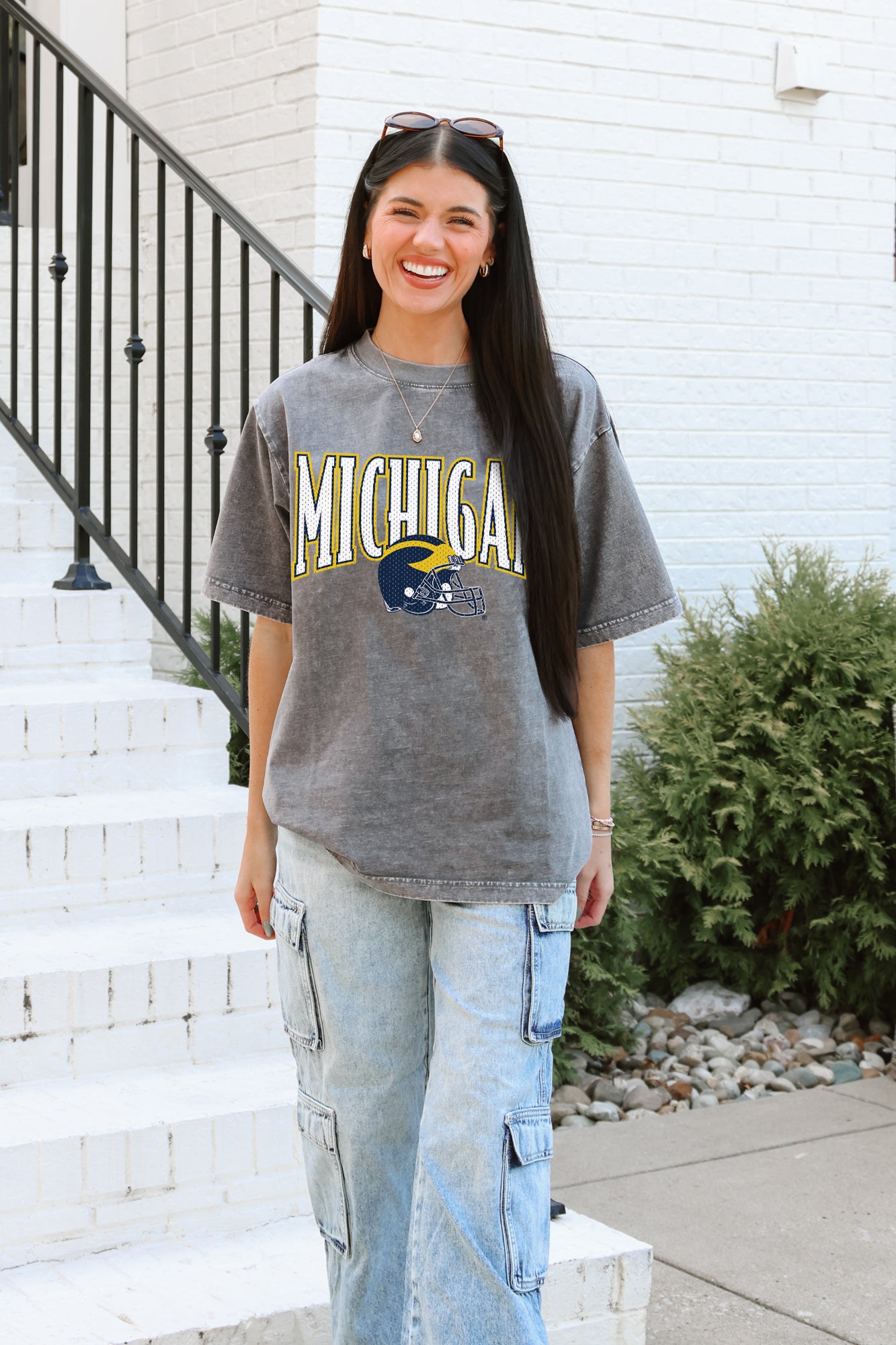 MICHIGAN WOLVERINES PLAYBOOK WIN OVERSIZED CREWNECK TEE