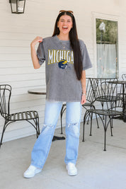 MICHIGAN WOLVERINES PLAYBOOK WIN OVERSIZED CREWNECK TEE
