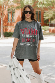 MIAMI OF OHIO REDHAWKS THROWBACK OVERSIZED CREWNECK TEE