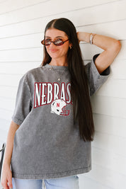 NEBRASKA CORNHUSKERS PLAYBOOK WIN OVERSIZED CREWNECK TEE