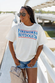 FIREWORKS AND HOT DOGS OVERSIZED VINTAGE WASH TEE