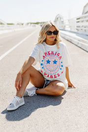 American Vibes Only Oversized Vintage Wash Tee - On Model Lifestyle | Gameday Couture - SOHO