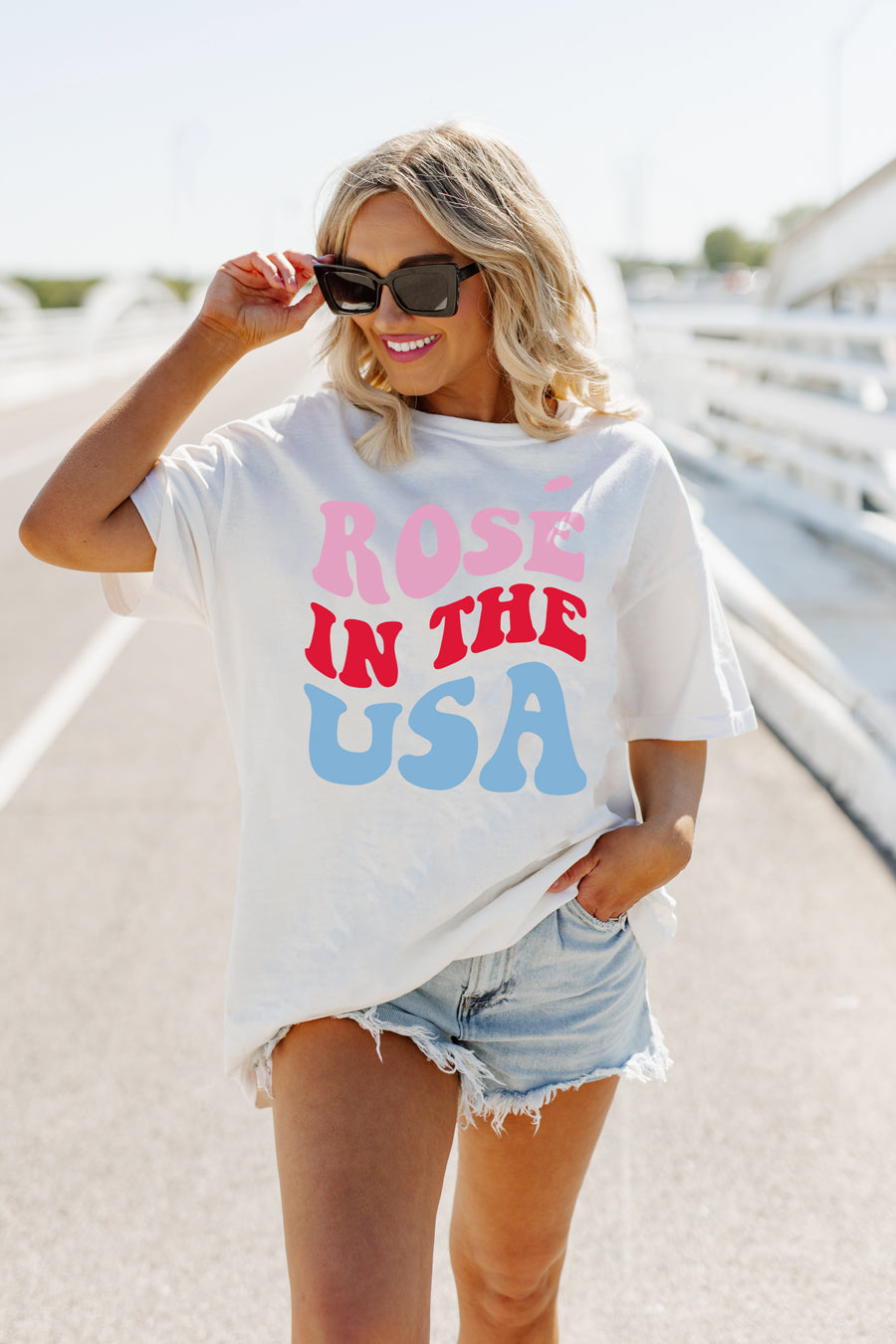 ROSE IN THE USA OVERSIZED VINTAGE WASH TEE
