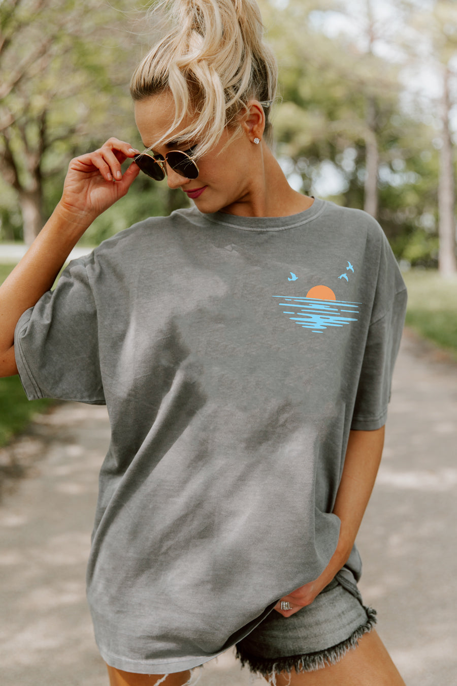 MEET ME AT THE LAKE OVERSIZED VINTAGE WASH TEE