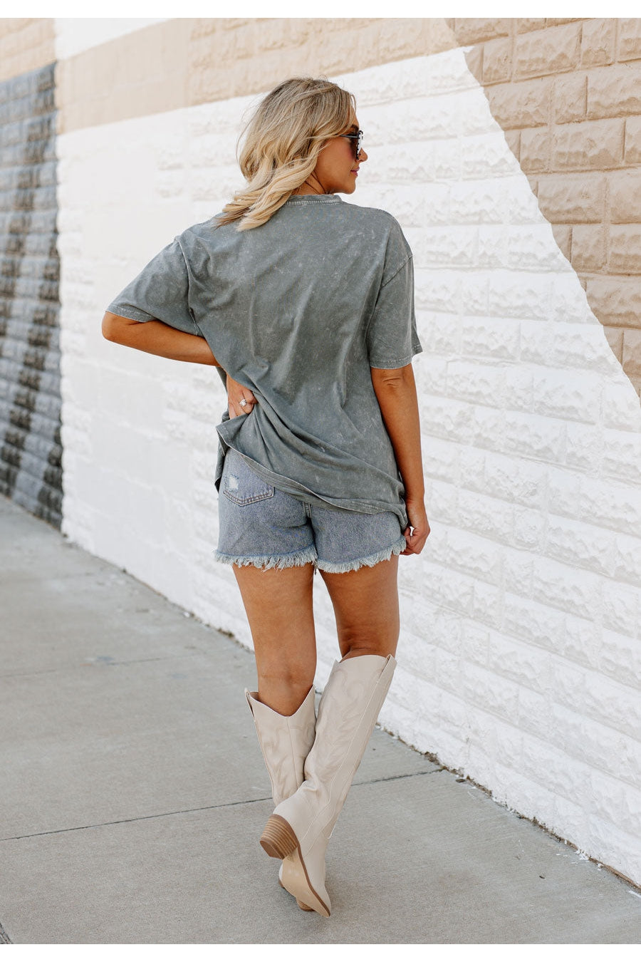 TAKE ME TO NASHVILLE OVERSIZED VINTAGE WASH TEE - Back View On Model | Gameday Couture - SOHO