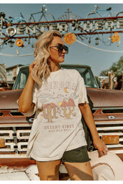 Ivory Wild Wild West Vintage Wash Oversized Tee - Festival Style On Model | Gameday Couture - SOHO