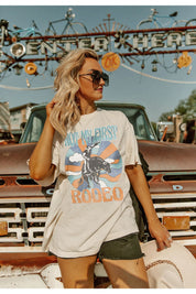 Ivory NOT MY FIRST RODEO OVERSIZED VINTAGE WASH TEE - Festival Model Style | Gameday Couture - SOHO