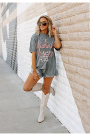 TAKE ME TO NASHVILLE OVERSIZED VINTAGE WASH TEE - Side Angle Styled Look | Gameday Couture - SOHO