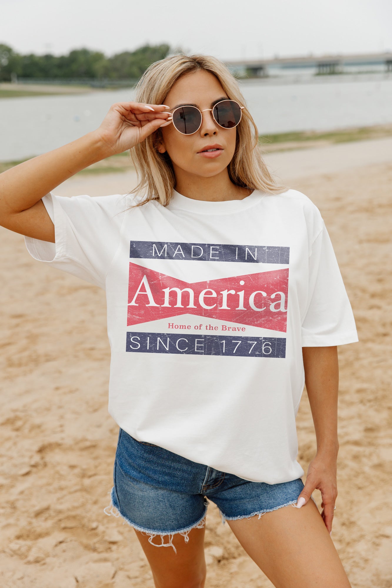 Ivory TAKE ME HOME OVERSIZED VINTAGE WASH TEE - On Model Front View | Gameday Couture - SOHO
