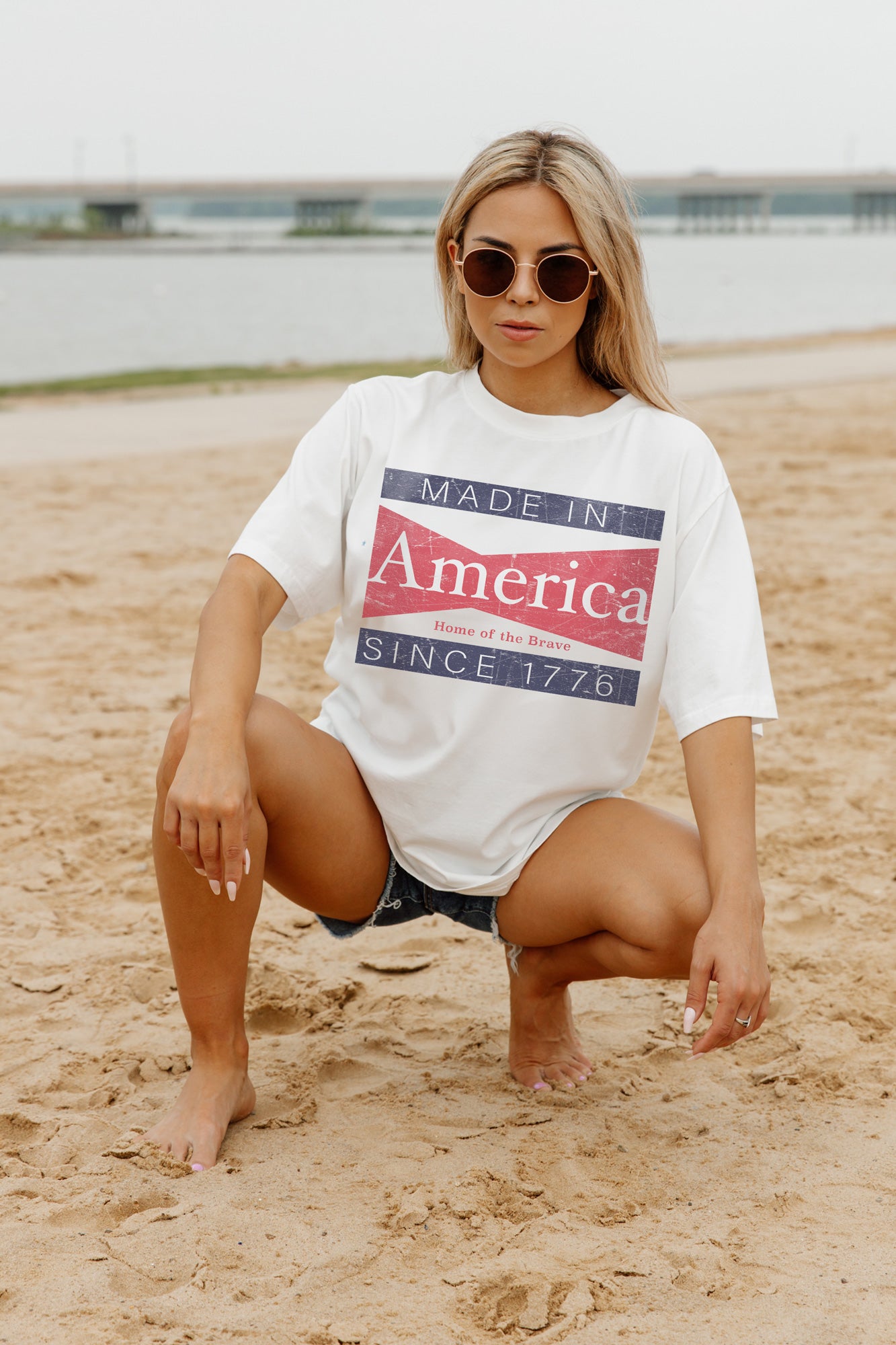 Ivory TAKE ME HOME OVERSIZED VINTAGE WASH TEE - On Model Posed | Gameday Couture - SOHO