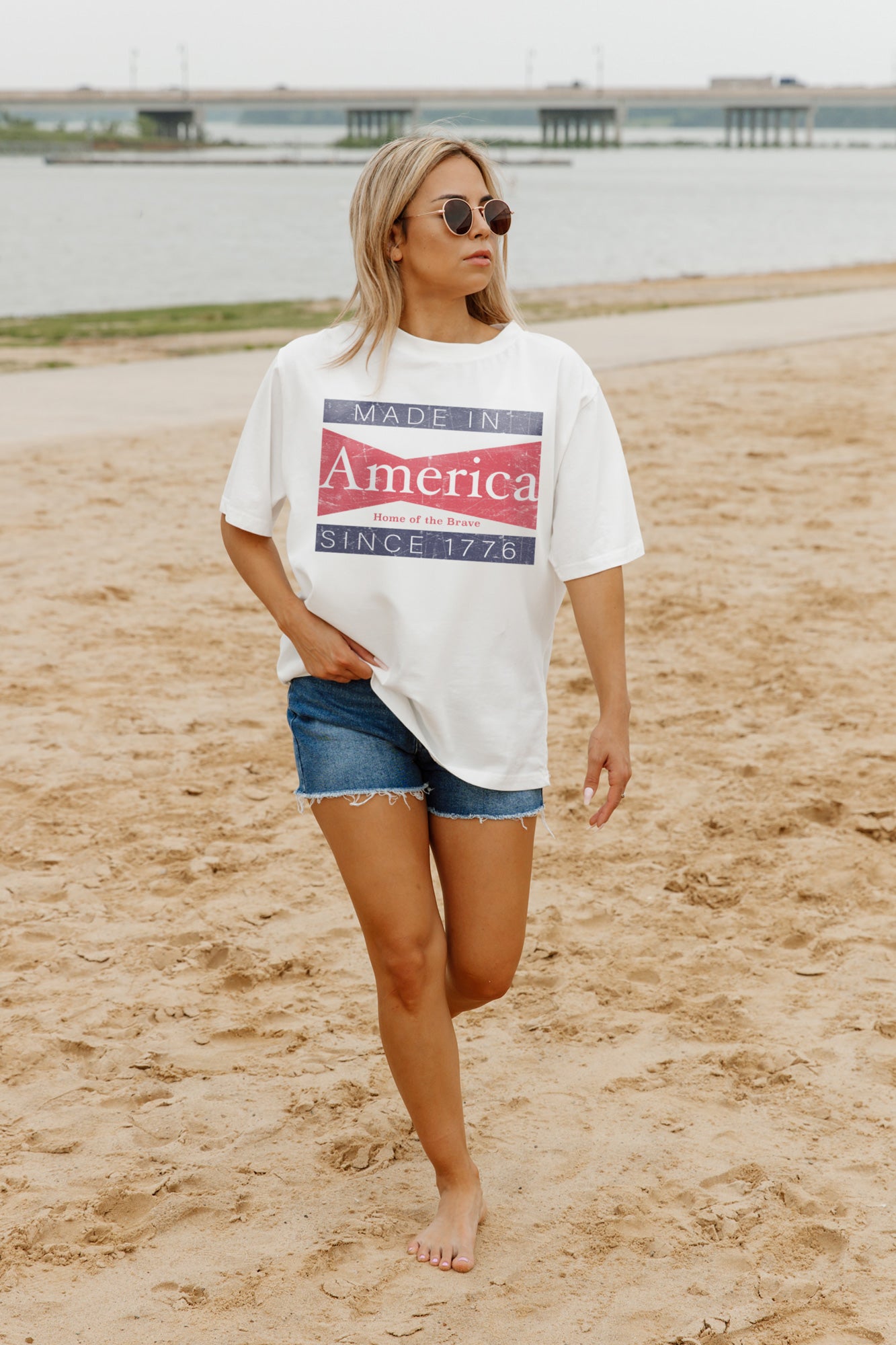 Ivory TAKE ME HOME OVERSIZED VINTAGE WASH TEE - On Model Side View | Gameday Couture - SOHO