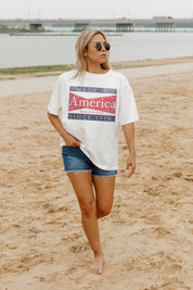 Ivory TAKE ME HOME OVERSIZED VINTAGE WASH TEE - On Model Side View | Gameday Couture - SOHO