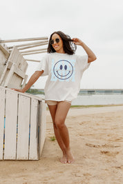 Ivory All Smiles At The Lake Oversized Vintage Wash Tee - Beach Lifestyle | Gameday Couture - SOHO