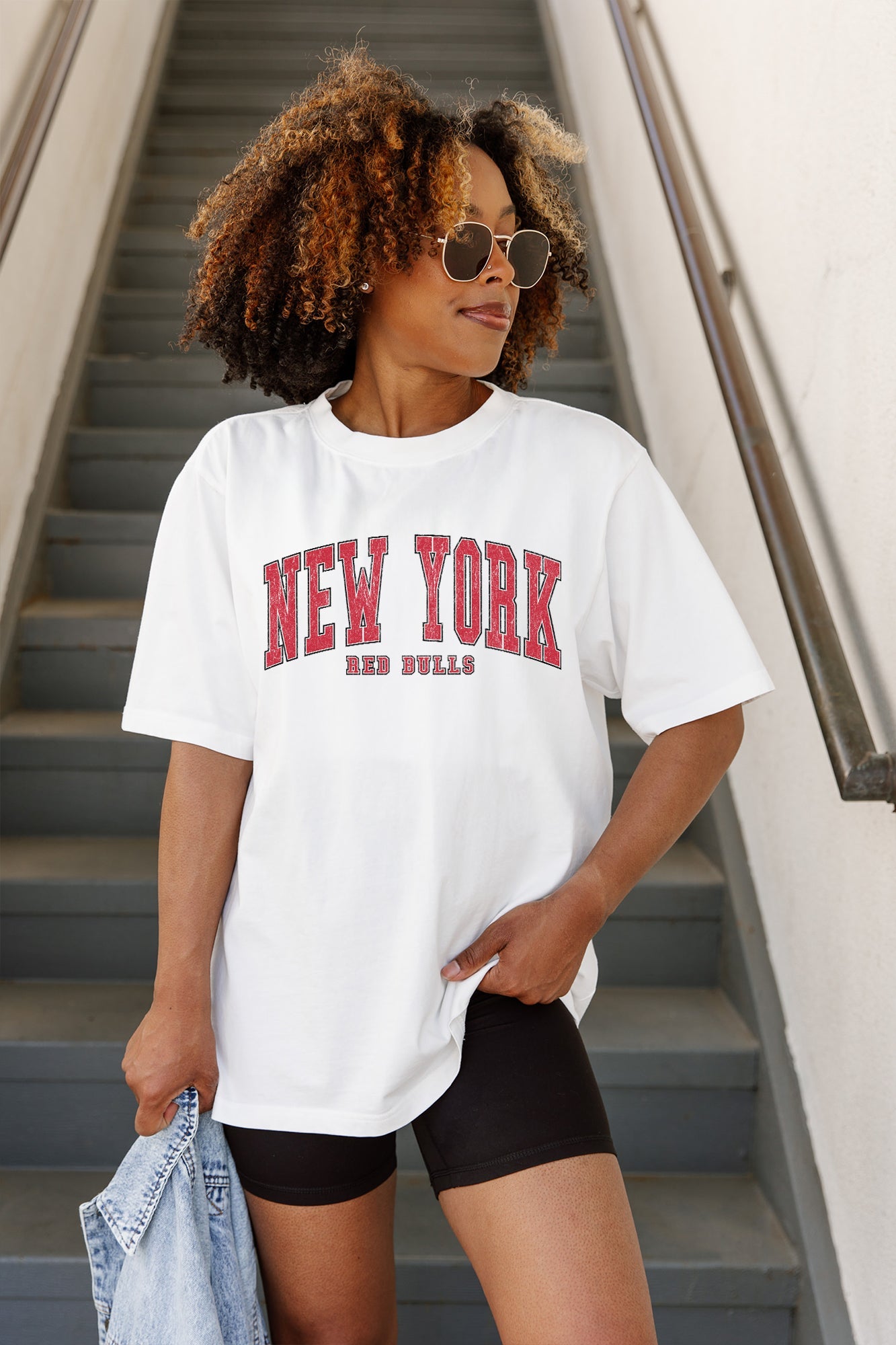 NEW YORK RED BULLS GOAL LINE OVERSIZED CREWNECK TEE